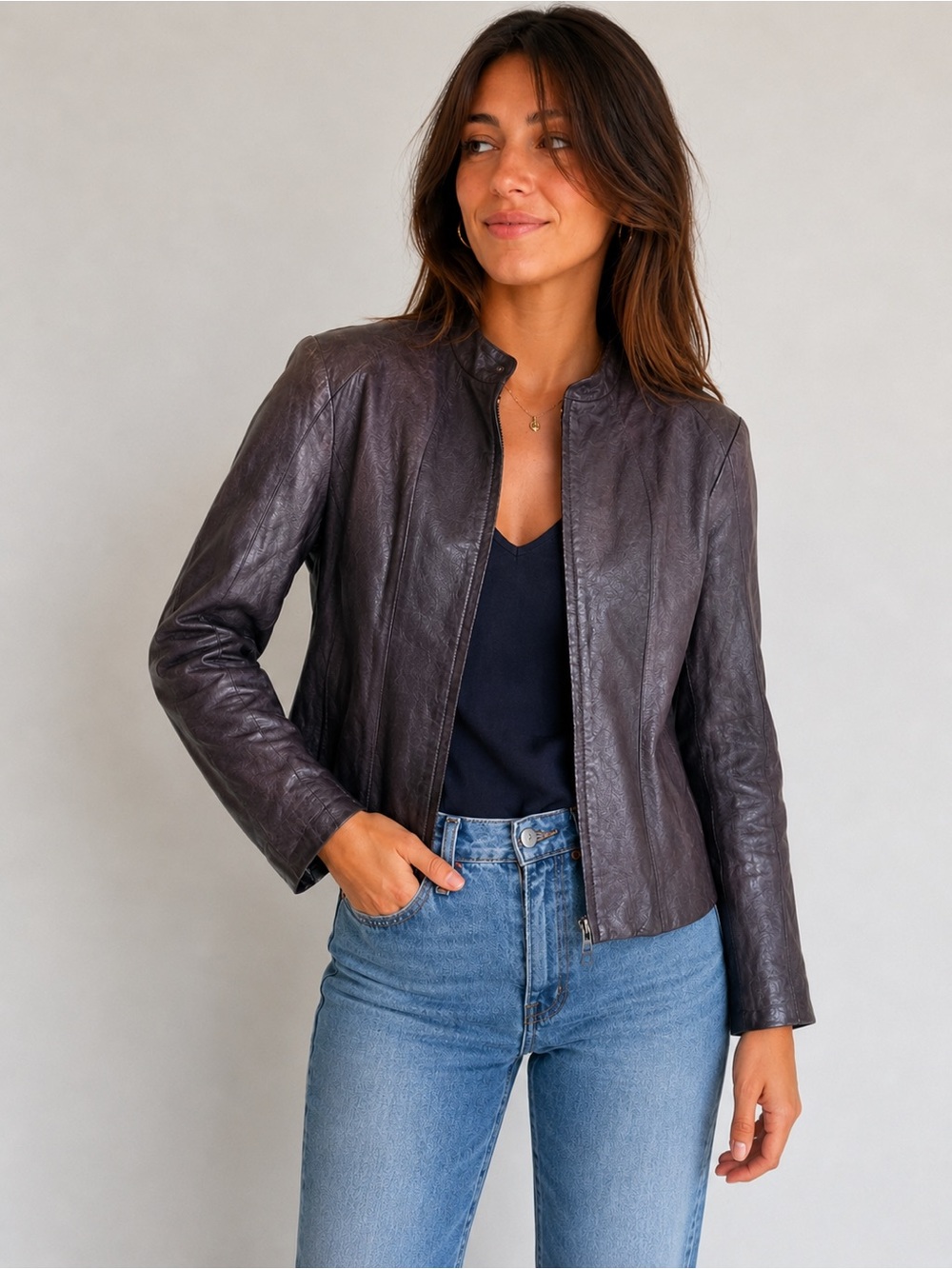 Danier Women's Dark Plum Leather Jacket size small